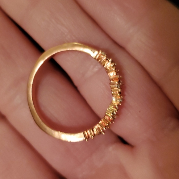 New 2pc 18K Rose Gold Plated Blue Fire Opal White Topaz Crown & Band Set. - Picture 9 of 11